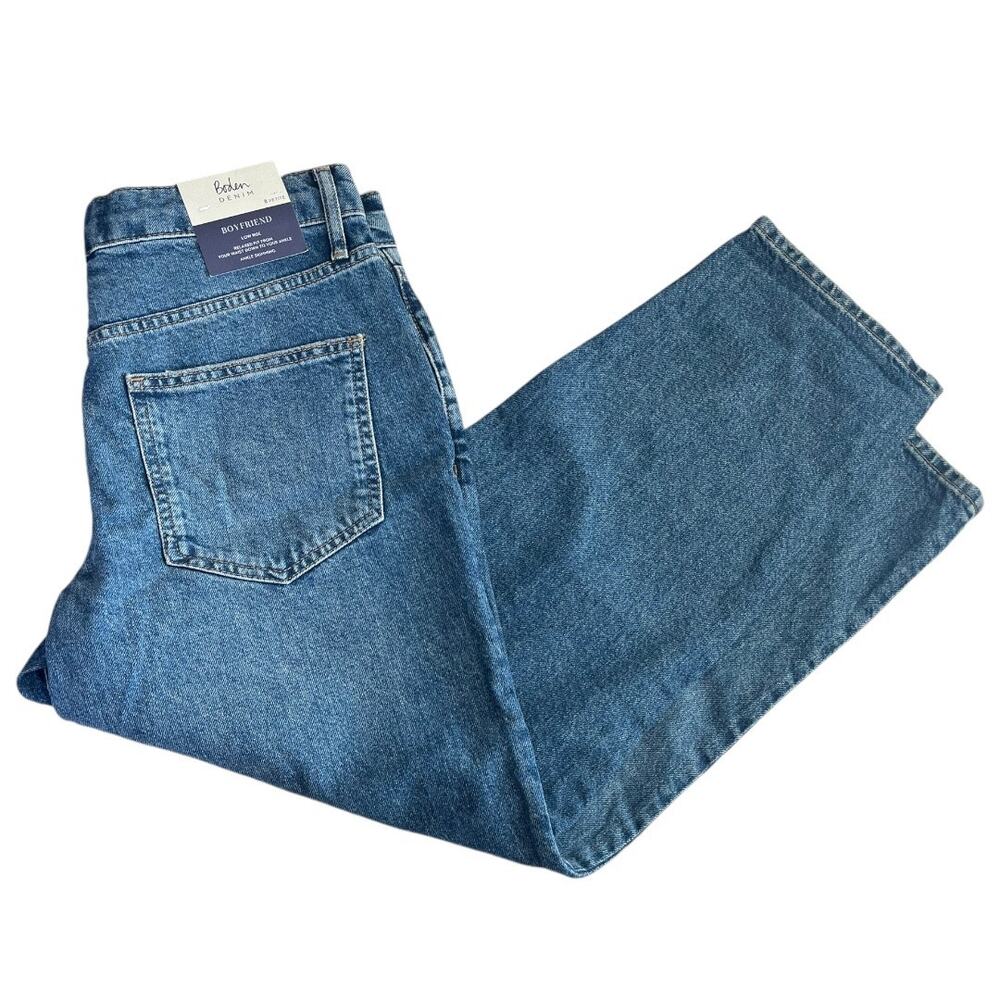 Boden low rise boyfriend blue denim jeans relaxed fit ankle skimming 8 Petite